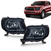 G-PLUS LED DRL Tube Halo Projector Headlights Compatible with Toyota Tacoma 2005 2011,Headlamps w/o Bulbs faros delanteros,Smoke Lens Black Housing Clear Reflector Left Driver & Right Passenger