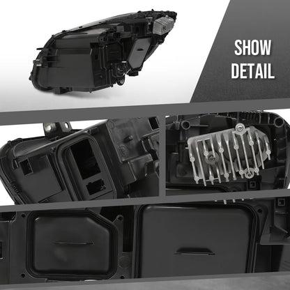 G-PLUS LED Headlight Right Side Compatible with Benz C-Class C300 W205 2015 2016 2017 2018 205906780364, MB2503227 Black