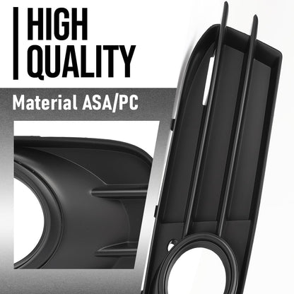 G-PLUS Fog Light Trim Set Driver and Passenger Side Compatible with Audi A3 Base/Quattro Base 2009-2013 Fit Models with Sport Package 8P0 807 681 N ZDE, 8P0 807 682 F ZDE Black