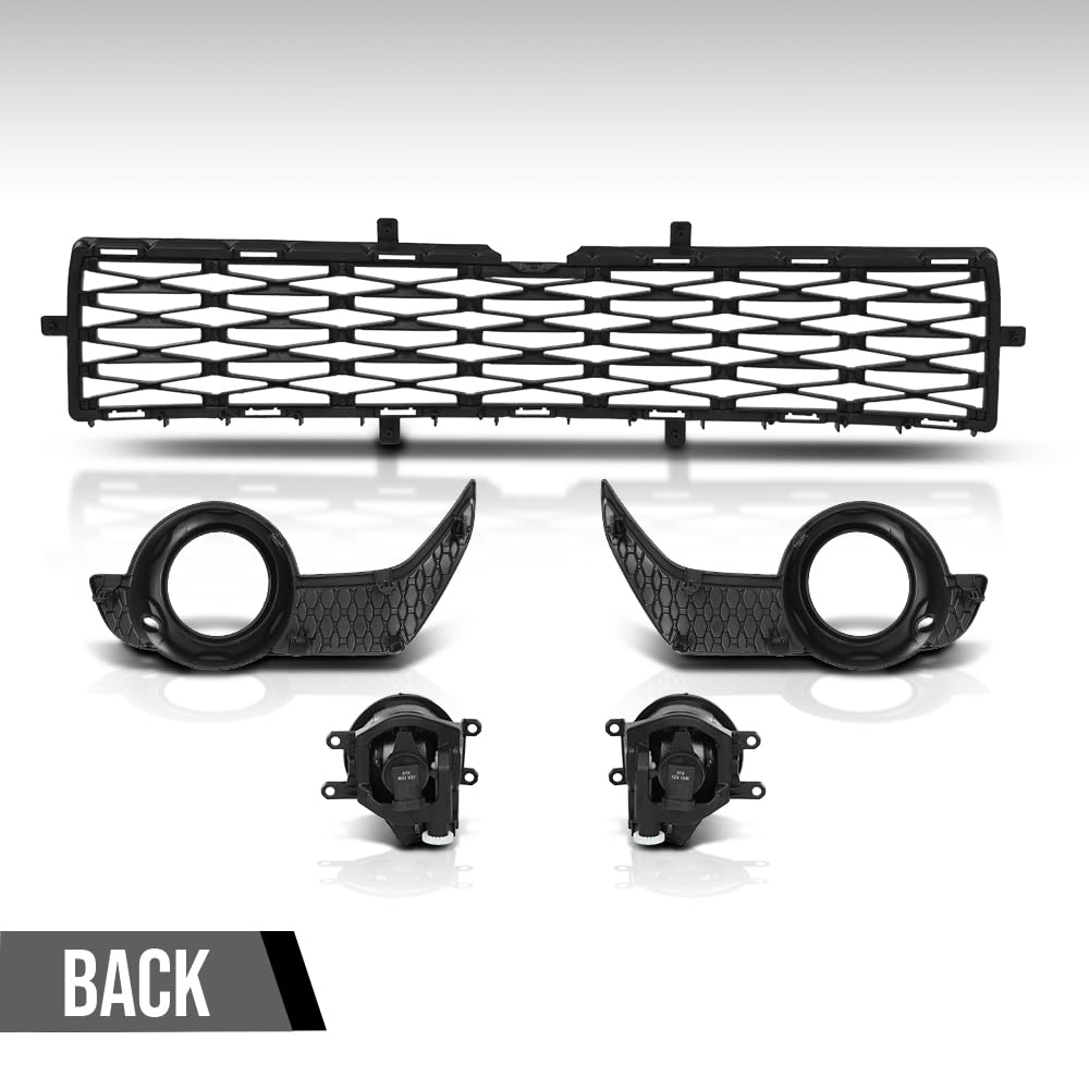 G-PLUS Front Bumper Lower Grill Fog Lights Set Compatible with Toyota 4Runner TRD / SR5 2014-2019 TO1039173, TO1036148 Black