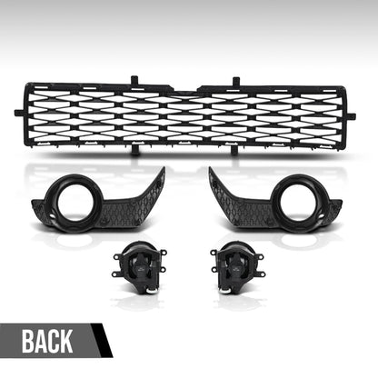 G-PLUS Front Bumper Lower Grill Fog Lights Set Compatible with Toyota 4Runner TRD / SR5 2014-2019 TO1039173, TO1036148 Black
