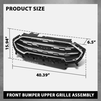 G-PLUS Front Bumper Upper Grille Assembly, Compatible with Ford Ecosport 2018-2022, Chrome & Black, GN15-17B968-AAW