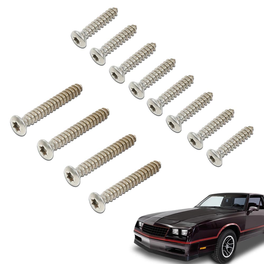 G-PLUS Headlight & Bumper Bezel Trim Screw Kit Chrome Silver Stainless Steel (Thread #8,Length 3/4" and 1 1/8",Torx Pan Head with a 9/32" Outside Diameter)