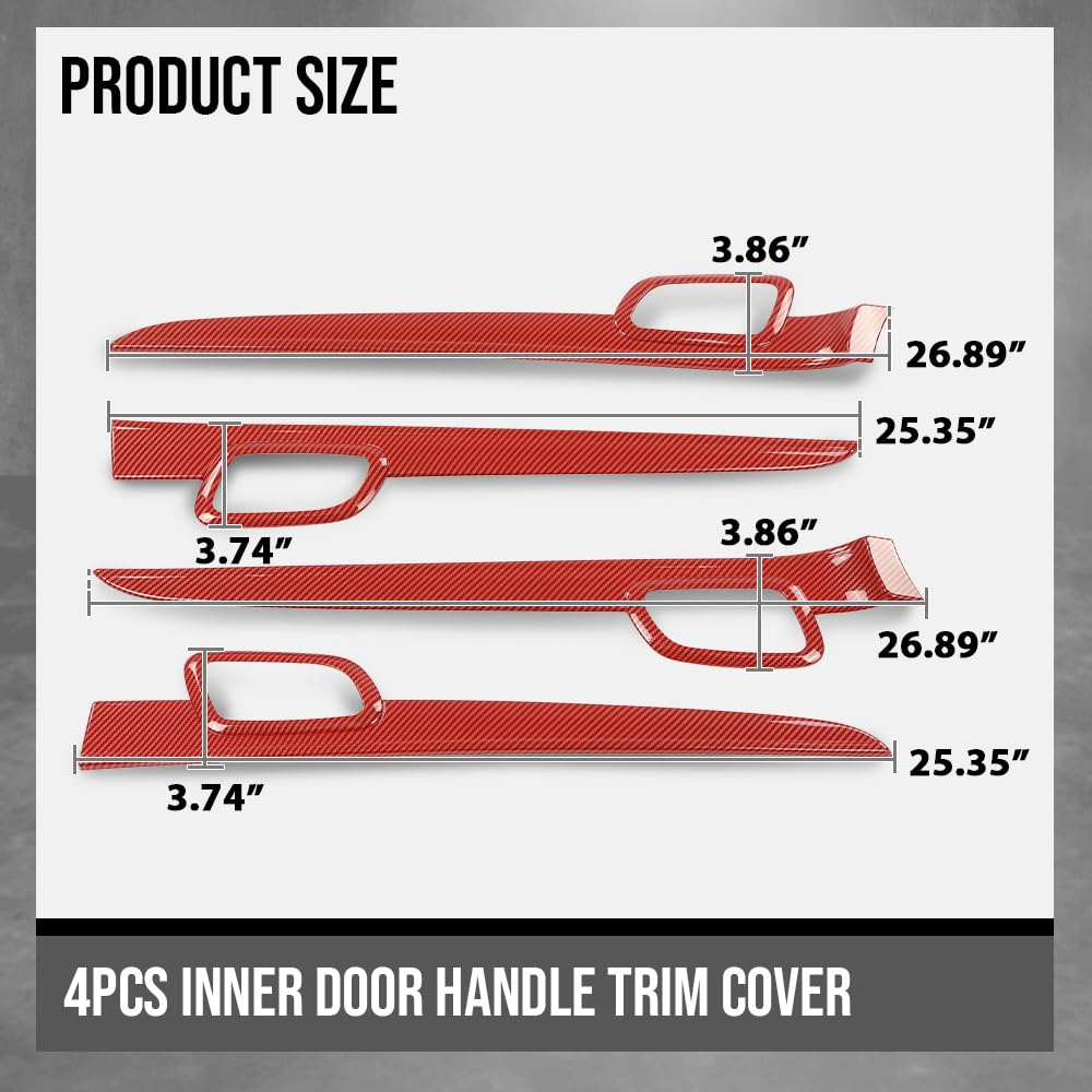G-PLUS 4Pcs Inner Door Handle Trim Cover Strip Gloss Red Carbon Fiber Compatible with Jeep Grand Cherokee 2011-2021