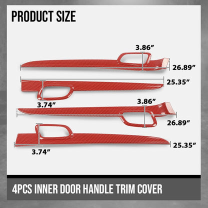 G-PLUS 4Pcs Inner Door Handle Trim Cover Strip Gloss Red Carbon Fiber Compatible with Jeep Grand Cherokee 2011-2021