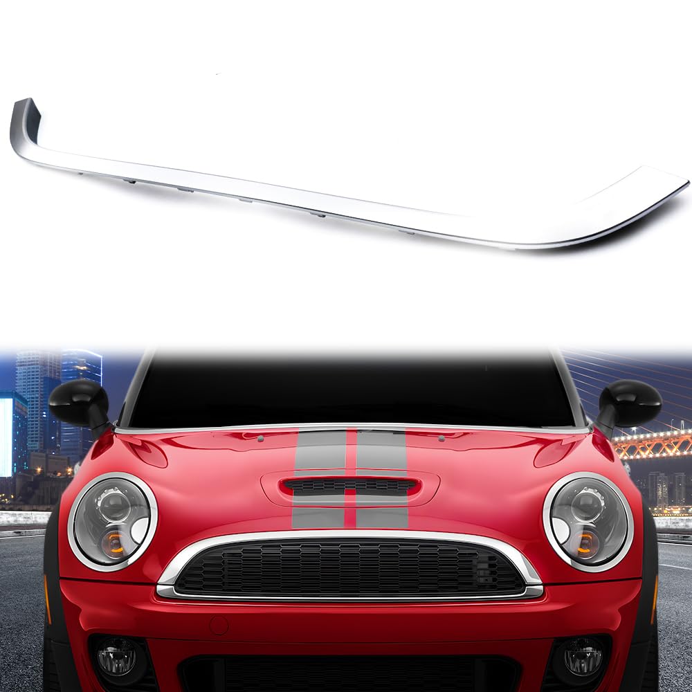 G-PLUS Chrome Grille Hood Molding Trim Compatible with Mini Cooper R55 R56 R58 R59 2007-2015 (Not Fit 07-10 R55 R56 R58 R59 Base&Clubman Model) Front Grill Hood Trim Moulding 51132751040 MC1235100