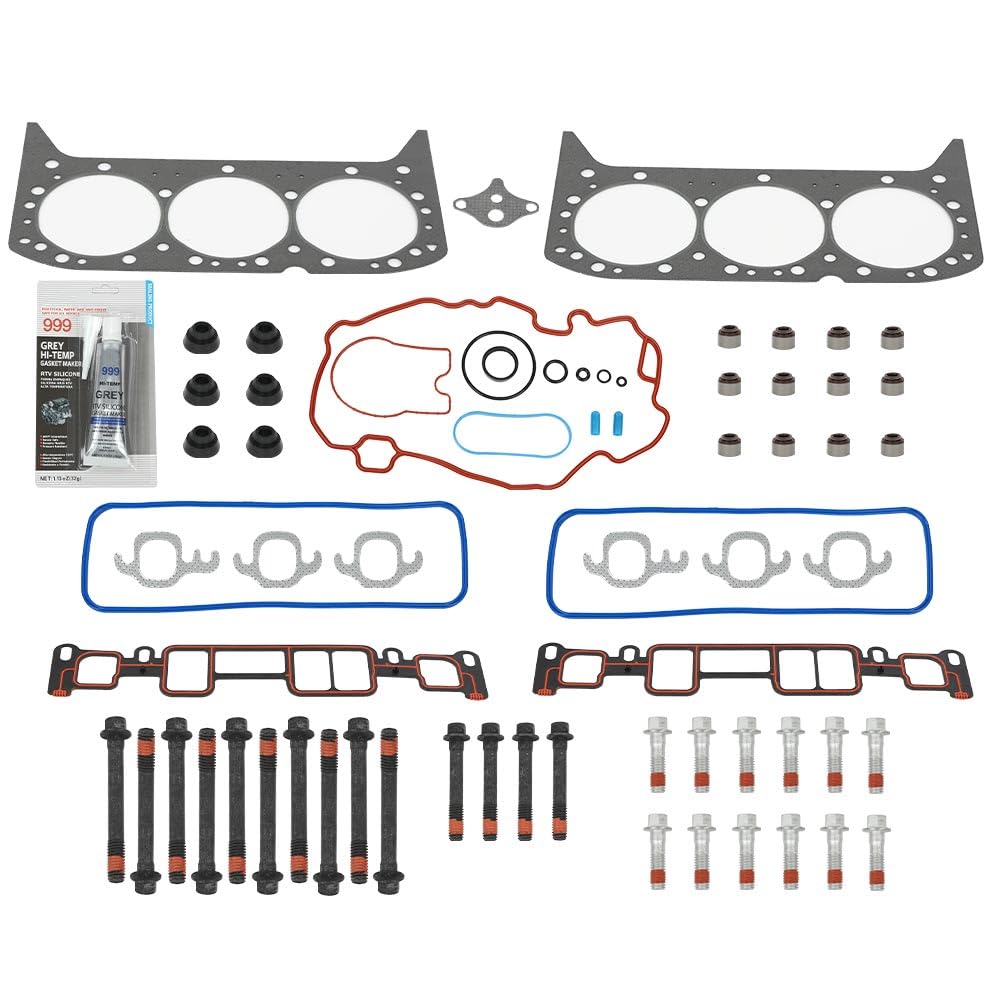 G-PLUS Head Gasket Set Bolts Compatible with Chevy S10 1996-2004/Fit Chevy Silverado GMC Sierra 1500 1999-2006/Fit GMC Savana Chevy Express 1500 1996-2006 4.3L 262CID V6 OHV HS9354PT-6, ES74034