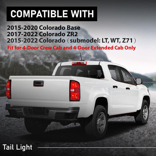 G-PLUS Tail Light w/Bulb Right Passenger Side Compatible with Chevy Colorado 2015-2022 Fit for 4-Door Crew Cab and 4-Door Extended Cab Only GM2801270 84169778 Luces Traseras Rear Brake Lamps Assembly