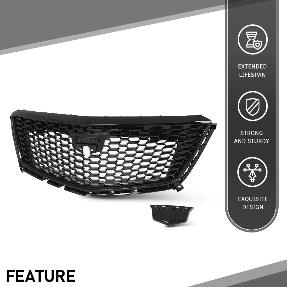 G-PLUS Front Bumper Upper Grille Compatible with Cadillac XT5 2017-2021 Gloss Black