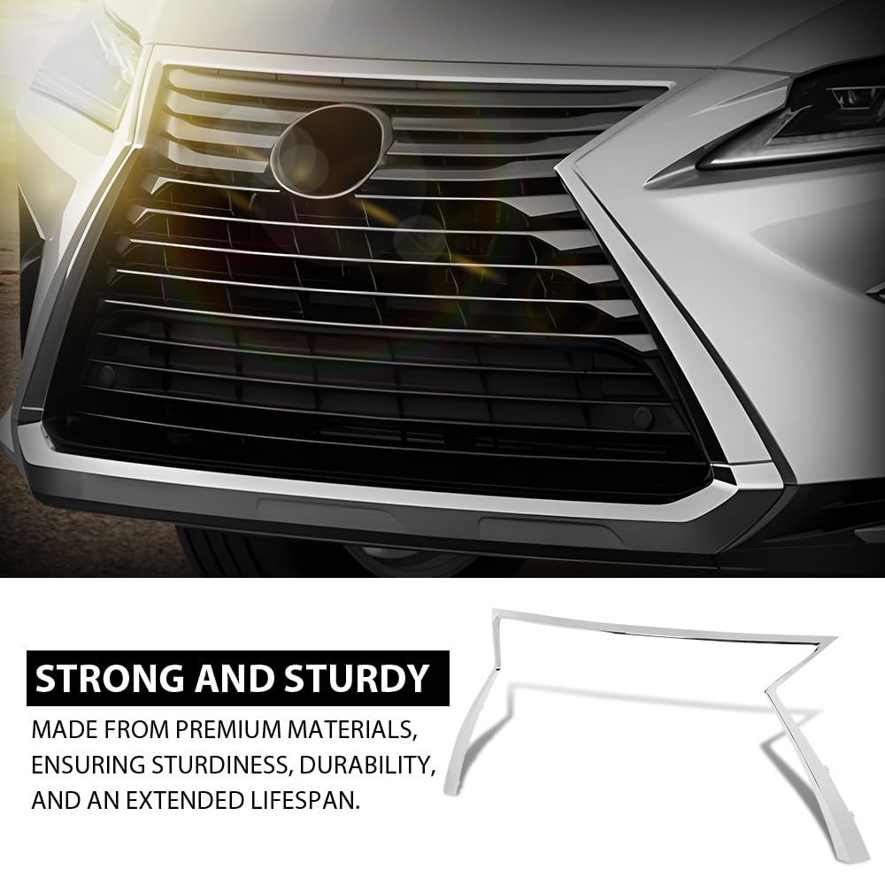 G-PLUS Front Bumper Grille Molding Insert Chrome Compatible with LX RX350 RX450h 2016-2019 LX1210114, 5312148130, 53121-48130, 5312148130 ABS Silver