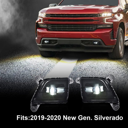 G-PLUS LED Fog Lights Compatible With 2019 2020 2021 Chevy Silverado 1500,Front Bumper Driving Fog Lamps W/o Wiring Kit Driver & Passenger Pair (Smoky Lens Black Housing)