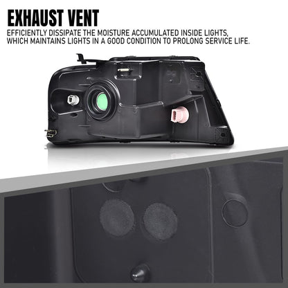 G-PLUS Headlights Assembly, Compatible with 2004-2008 Ford F150/ 2006-2008 Lincoln Mark Lt(NOT Compatible with 2004 F150 Heritage/Flareside Beds Models), Smoky Lens Black Housing Clear Reflector