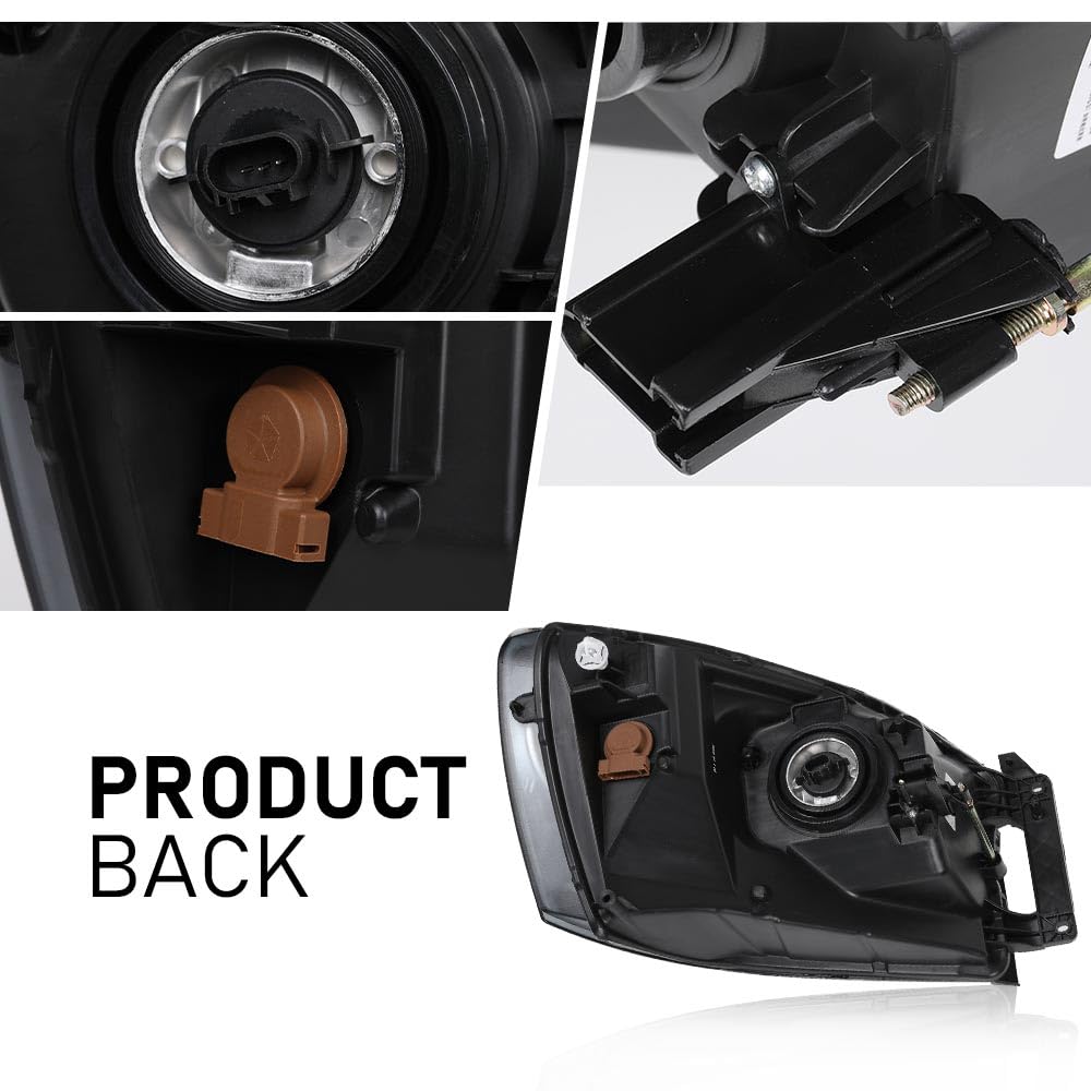 G-PLUS Headlights Assembly Left and Right Side Compatible with Dodge Ram 1500 2006-2008/Fit Dodge Ram 2500 3500 2006-2009 Smoke Lens Black Housing Amber Reflector 68003125AD 68003124AD