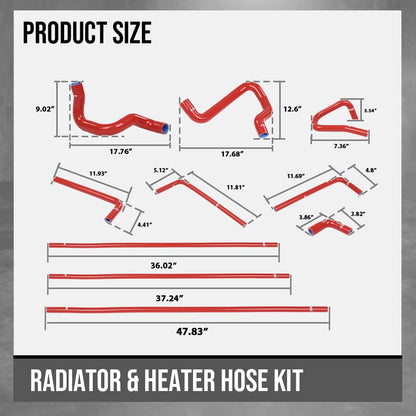 G-PLUS Radiator & Heater Hose Kit Compatible with Ford F150 F250 F350 Bronco Trucks 5.0L/5.8L 1988 1989 1990 1991 1992 1993 1994 FOTZ8260E, FOTZ8286D Red