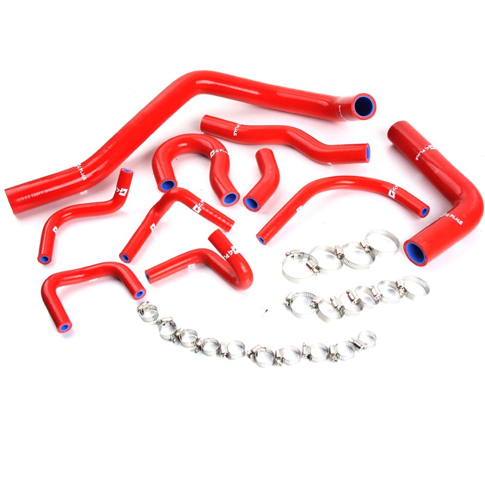 G-PLUS Silicone Radiator Hose Pipe Kit Clamps Compatible With 1988-1991 Civic/CRX EE EF/CR-X Base/DX/HF/Si,Red