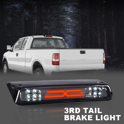 G-PLUS Rear LED 3rd Brake Lights Assembly Compatible with 2004-2008 Ford F150/Lobo Tail Brake Cargo Lamp Clear Lens Chrome Bottoms