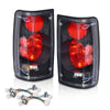 G-PLUS Tail Lights Brake Lamp w/Bulbs Compatible with Toyota Hilux Pickup Truck 1989-1995 8156089166, 8155089166, TO2800105, TO2801105 Clear Lens Black Housing LH&RH Luces TraserasAssembly