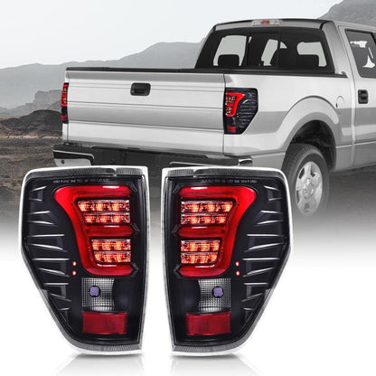 G-PLUS LED Tail Lights Fit Ford F150 2009-2014 Rear Brake Parking Tail Lamps w/Wiring Harness Driver & Passenger Clear lens Black Housing Red light Bar Luces Traseras Faros TraserosAssembly