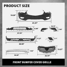 G-PLUS Front Bumper Cover Grille for Buick Encore 2017-2021 Primed Black Side View