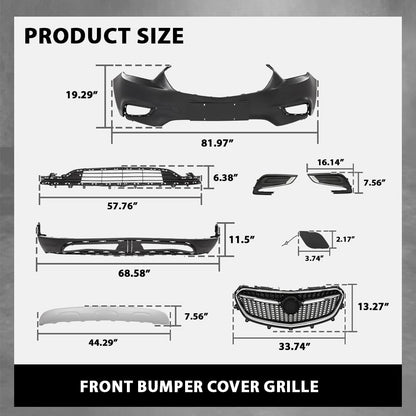 G-PLUS Front Bumper Cover Grille Compatible with Buick Encore 2017 2018 2019 2020 2021, Primed Black