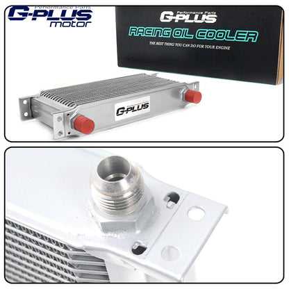 30 Row AN10-10AN Universal Aluminum Engine Transmission Oil Cooler Kit + Oil Filter Relocation Kit Silver