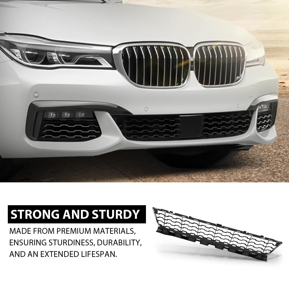 G-PLUS Front Center Bumper Grille, Compatible with BMW 740e M760i M760Li 2017-2019, Fit BMW 740i 750i 750Li 2016-2019, 51118092154, BM1036166