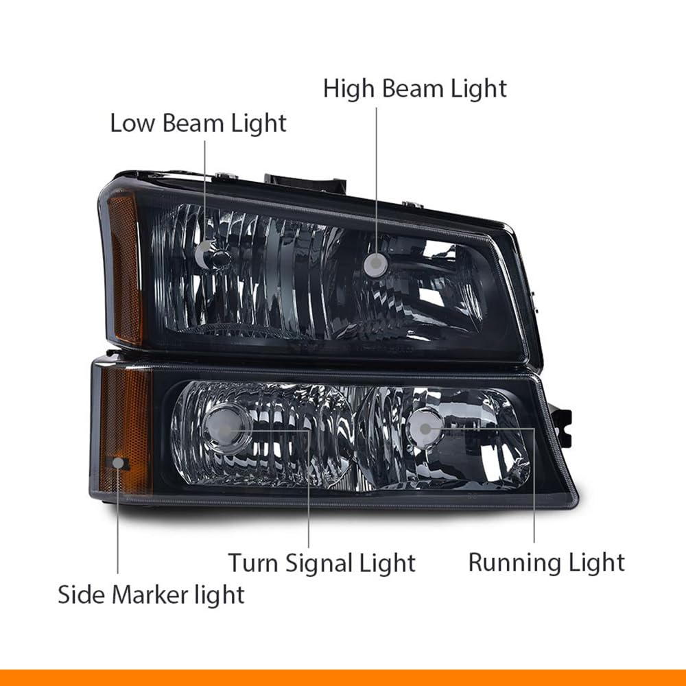 G-PLUS Headlight Assembly Compatible with Chevy Avalanche SIlverado 1500 2500 HD 3500 2003-2006/Fit Chevy SIlverado 1500 2500 3500 Classic 2007