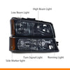 G-PLUS Headlights Assembly, Compatible with 2003 2004 2005 2006 Chevy Avalanche 1500 2500 Bumper Headlamps, Smoky Lens Black Housing Amber Reflector,faros delanteros