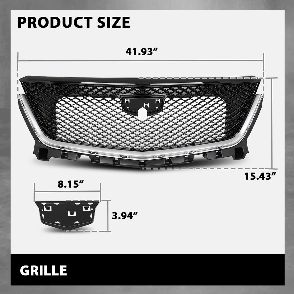 G-PLUS Front Bumper Grille Grill Compatible with Cadillac XT6 2020-2021 84758562 Black and Chrome
