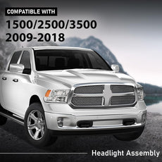 G-PLUS 2PCS Headlights Assembly for Dodge Ram 1500 2500 3500 2009-2018 Front View