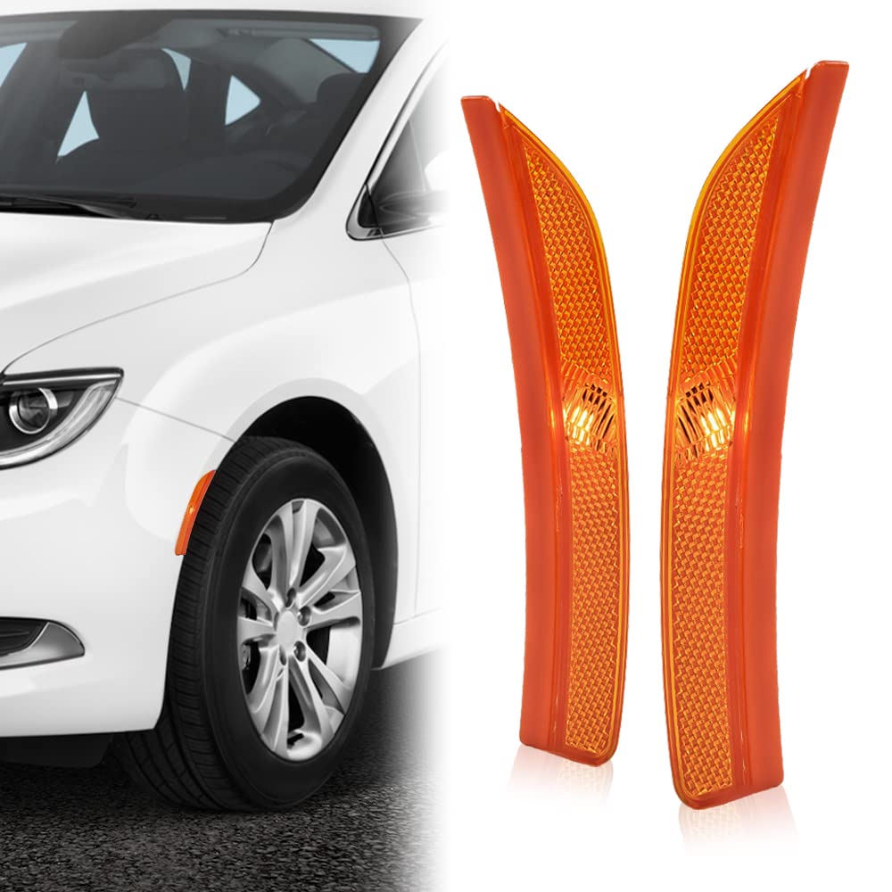 G-PLUS Side Marker Light Compatible with Chrysler 200 2015 2016 2017 68206450AA 68206449AA CH2551131 CH2550131 Front Left and Right Side Markers Corner Lamp Parking Light Cornerlight Amber