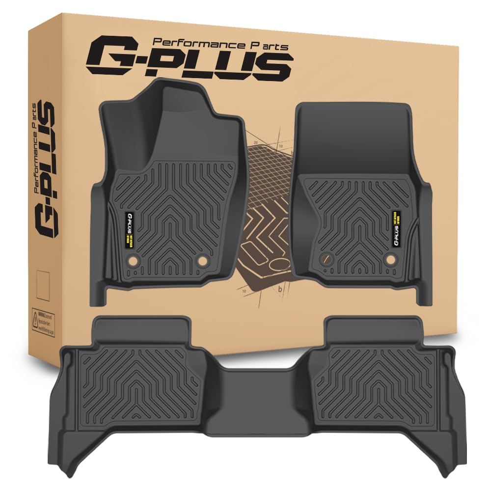 G-PLUS Floor Mats Compatible with Toyota Tacoma 2024-2025 Double Cab(Not fit Hybrid),Fit Automatic Transmission, 1st & 2nd Row All Weather Protection TPE Floor Liners 3 Piece Black