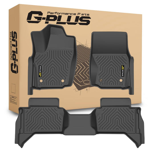 G-PLUS Floor Mats Compatible with Toyota Tacoma 2024-2025 Double Cab(Not fit Hybrid),Fit Automatic Transmission, 1st & 2nd Row All Weather Protection TPE Floor Liners 3 Piece Black
