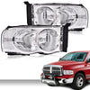 G-PLUS Headlights Assembly, Compatible with Dodge Ram 1500 2500 3500 2002 2003 2004 2005 Bumper Headlamps, Clear lens Chrome Housing Clear Reflector
