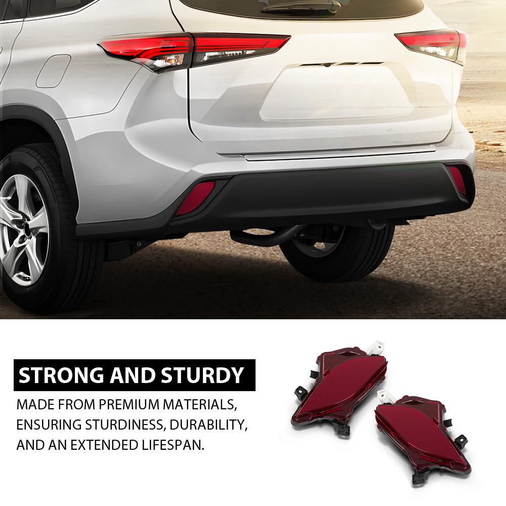 G-PLUS Rear Bumper Reflector Pair Right and Left Compatible with Toyota Highlander XSE/Hybrid Bronze Edition 2020-2023 81490-0E060, 81480-0E060,814900E060, 814800E060, TO1184117, TO1185117 Red