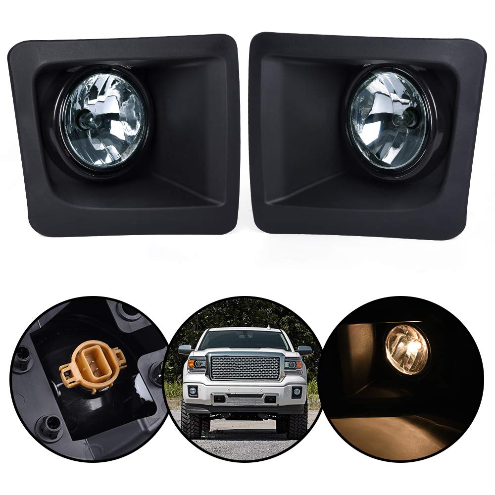 G-PLUS LED Bumper Fog Lamp Lights with Cover Compatible with GMC Sierra 1500 2014-2015