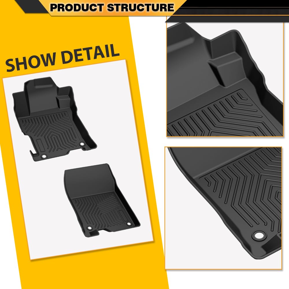 Floor Mats Fit Honda Accord Sedan 4-Door 2008 2009 2010 2011 2012 Not Fit Coupe 2-Door All Weather Full Cover Protection TPE Floor Cargo Liners 1st & 2nd Row Black, alfombras para carro