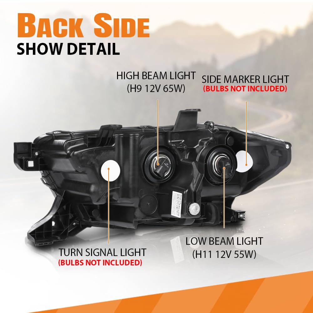 G-PLUS Headlight Assembly Left and Right Side w/o LED Daytime Running Light Compatible with Toyota Tacoma SR Crew Cab/Extend Cab Pickup 2019-2023 2PCS White