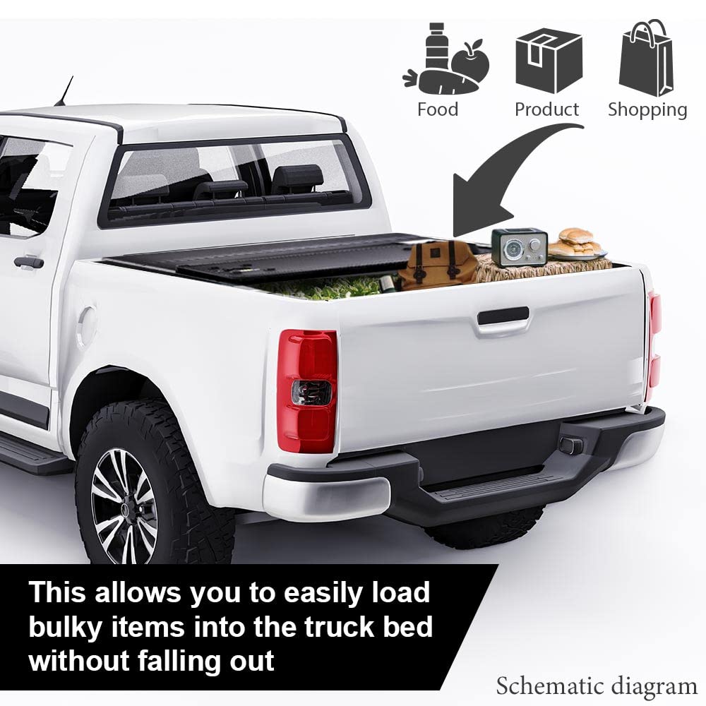 G-PLUS Quad Fold Truck Tonneau Cover Compatible with 2009-2014 Ford F150 Long Bed 8´ Foldable Truck Bed Tonneau Cover Replacement