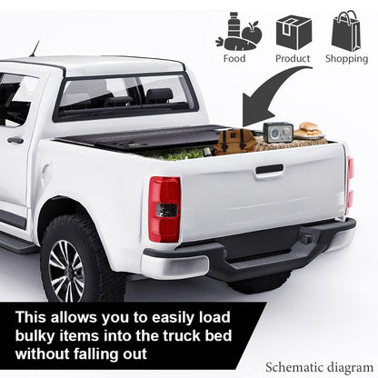 G-PLUS Quad Fold Truck Tonneau Cover Compatible with 2009-2014 Ford F150 Long Bed 8´ Foldable Truck Bed Tonneau Cover Replacement