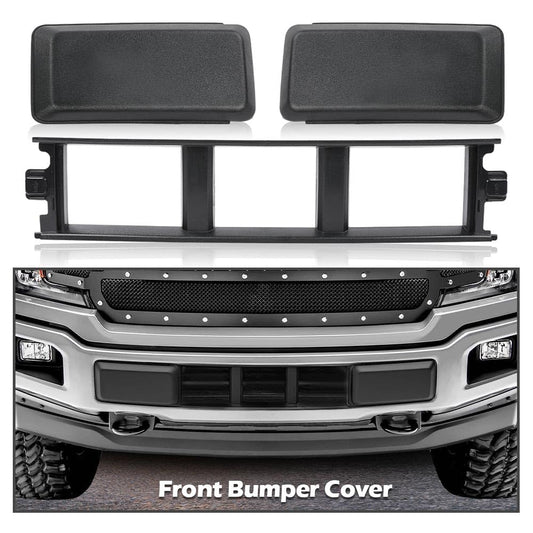 G-PLUS Front Bumper Lower Grille Trim Panel Cover & Bumper Guards Pads End Caps Compatible with Ford F150 2018-2020 JL3Z17B968BB Black ABS Plastic