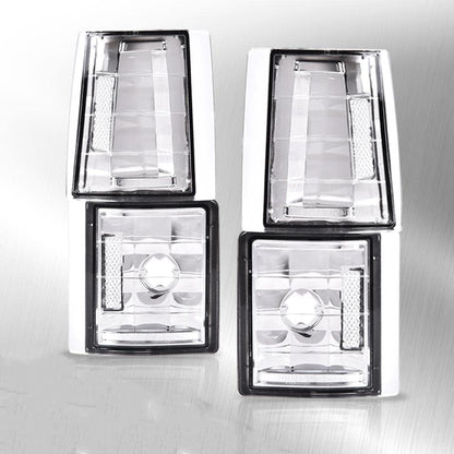 G-PLUS Corner Light Fit Chevy CK/C10 1500 2500 3500 2WD 1994-2000,（ONLY For Composite Headlights） Signal Side Marker Lamps Bumper Headlamps (Clear Lens Chrome Housing Clear Reflector),faros Assembly