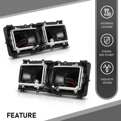 G-PLUS Headlight Housing Base Compatible with Freightliner FLD 112 120 Truck 1989-2003 Black 2Pcs A0615605002, A0615605003