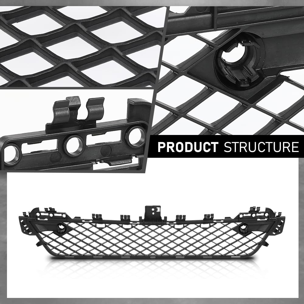 G-PLUS Front Bumper Grille With Parktronic Holes Center Compatible with Benz C250 C350 2012-2015, Fit For Models Without AMG Styling Package 2048851324