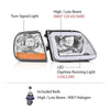 G-PLUS LED DRL Strip Headlights & Corner Parking Lights Fit Ford F150 1998-2003/Fit Ford Expedition 1997-2002/Fit 1997-1999 F250 Headlamps Clear Lens Chrome Housing Amber Reflector,faros delanteros