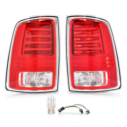 G-PLUS LED Tail Lights Assembly Compatible with Dodge Ram 1500 2013-2018, Fit Dodge Ram 2500 3500 2014-2018, Left & Right Rear Brake Lamp, Clear/Red Lens, CH2800203C, CH2801203C