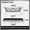 G-PLUS Front Upper Lower Grille 2pc Set Compatible with LX RX350 2013-2015 531120E110, LX1036108, 531010E150, LX1200178 Chrome Black