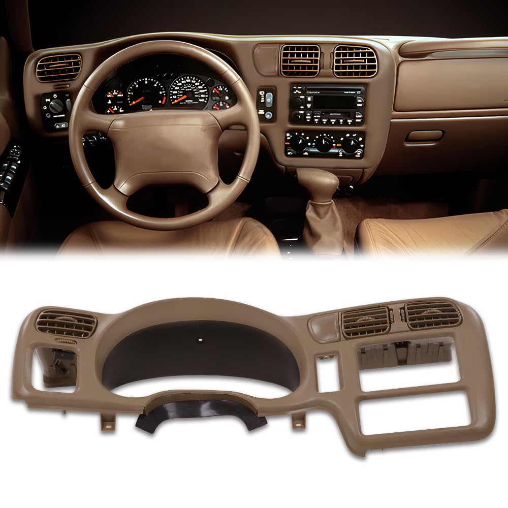 G-PLUS Dashboard Bezel Cluster Dash Bezel Trim Double Din Compatible with Chevy Blazer S10 GMC Jimmy Sonoma 1998-2004 Beige