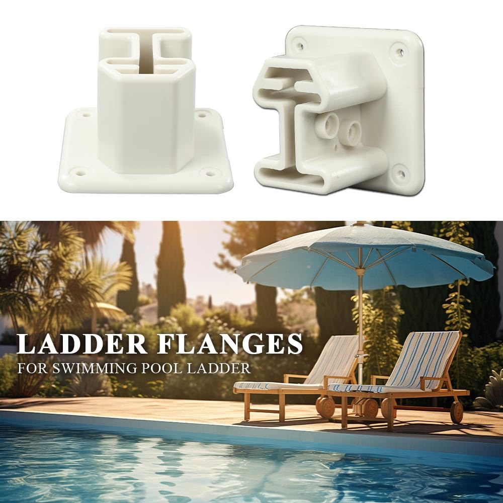 G-PLUS Ladder Flanges Fit Heavy Duty Resin in-Pool Above Ground Swimming Pool Ladder White