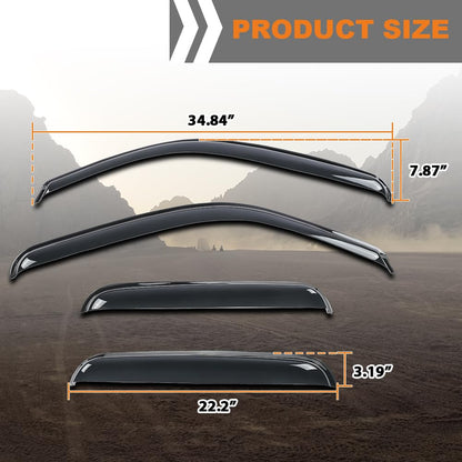 G-PLUS Out-Channel Window Visor Deflectors Compatible with Chevy Silverado & GMC Sierra 1500 1999-2006 | Rain & Glare Protection | Cab Cooler | Smoky